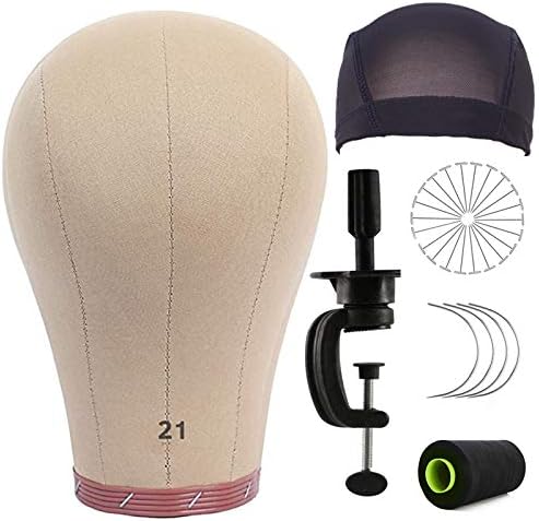 Canvas Head Block For Wigs Mannequin Head For Human Hair With Mount hole 23 Inch