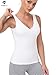 Workout Tops for Women Yoga Tank Tops with Built in Bra Wirefree Padded Yoga Bras Gym Running Athletic Shirt V-Neck Camisole White