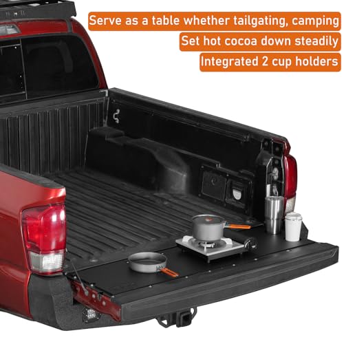 Image of Hooke Road Tacoma Tailgate Panel Flat Cover Protector for 2005-2023 Toyota Tacoma 2nd 3rd Gen, Tail Gate Pad Camping Table, Food-Safe Plastic Cutting Board
