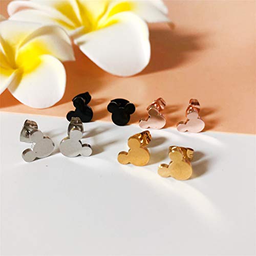 4 Pairs Tiny Mouse Stud Earrings Set For Girls Stainless Steel Hypoallergenic Cute Animal Stud Earrings For Women Children Valentine's Day Birthday Gifts (4 Pairs Stainless Steel Earrings) #TOP4