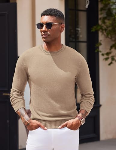 COOFANDY Men's Crewneck Sweaters Knit Dress Pullover Long Sleeve Lightweight Sweatshirt Casual Dress Sweater2