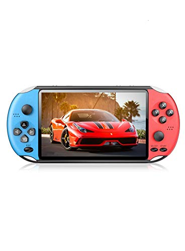 CZT New 5.1-inch Retro Video Game Console Build in 4800 Games of 9 emulators Handheld Portable Game Console Supports MP3/MP4/E-book with Rechargeable Lithium Battery mp3 mp4(Bluered)