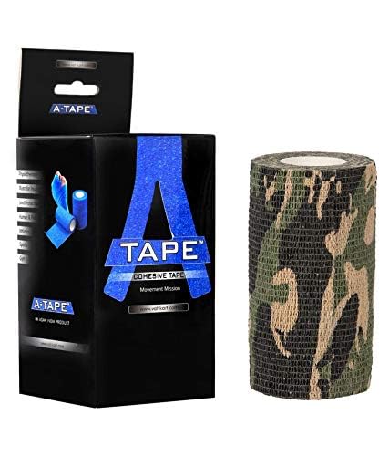 Image of A-Tape Breathable Self Adhesive Cohesive Bandage for Humans & Pets (Dogs, Cats, Birds) -Sports, Wrap, Athletic, Non Woven First Aid Medical, Wrist, Swelling (10 cm X 4.5 mtr) (Pack Of 2, Army)