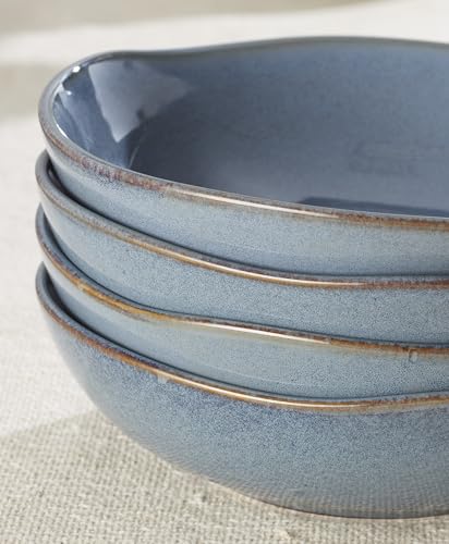 Image of Oneida Organic Shades Blue Stoneware Pasta Bowl Set for 4, 34.5oz