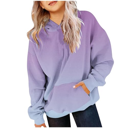 Oversized Hoodies For Teen Girls Trendy Gradient Color Fleece Hooded Sweatshirt Cute Kids Clothes Pullover Tops 2-14T2