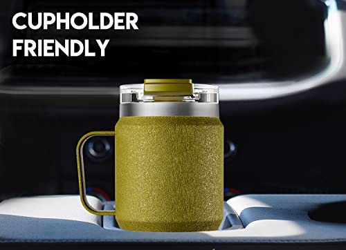 Image of Meoky 24oz Travel Mug, Triple Insulated Stainless Steel Tumbler with Handle and 2-in-1 Straw and Sip Lid, 100% Leak Proof, Keeps Cold for 24 Hours or Hot for 8 Hours, Cupholder Friendly (Forest)