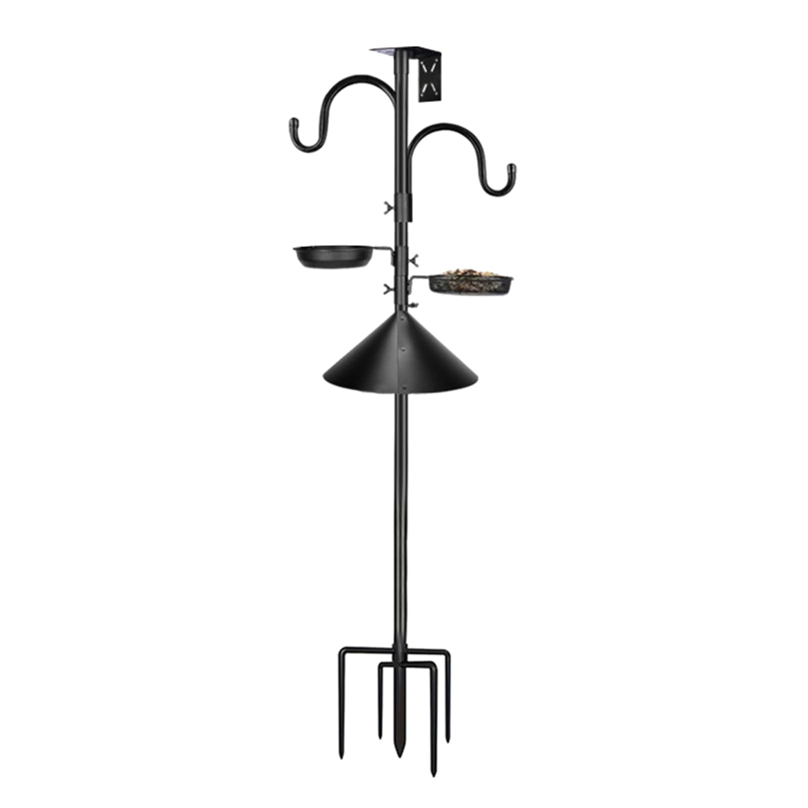 Supporto per mangiatoia per Uccelli in Metallo con Riparo in Legno e 5 Piattaforme sospese per Decorazioni da Giardino Esterno Supporto per mangiatoia per Uccelli Resistente alle intemperie