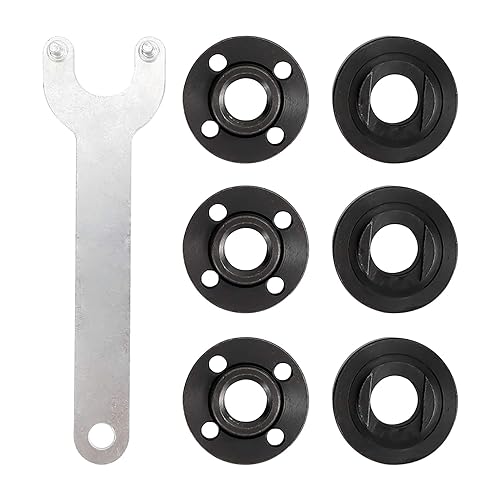 Fyearfly Juego de 7 bridas de amoladora, llave angular y tuerca de bloqueo, se adapta a herramientas de 4.5 a 5 pulgadas, reemplazo asequible para DW 193465-4
