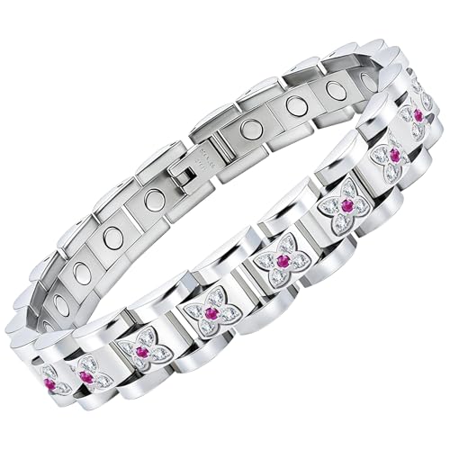 JEROOT Bracelet Magnétique Bracelet Magnétique Femme Bracelets Magnétiques Fermoir Bracelet Aimant Bracelet Magnétique Acier Inoxydable Hématite