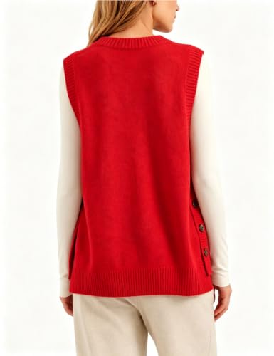 Image of Mingzhu Womens Sleeveless Sweater Tops Lightweight Button Down Vest
