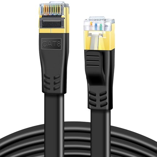 DDMALL Câble Ethernet Cat8-0,5M 1M 2M 3M 5M 10M 15M 20M 30M, Ultra Haut Débit 40Gbps 2000MHz Câble de Réseau, Câble Plat avec Connecteurs RJ45 Compatible...