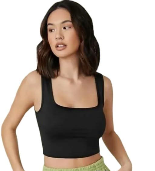 Women's Edge Notch Square Neck Rib Knit Tank/Crop Tops and Tunics-picture-26