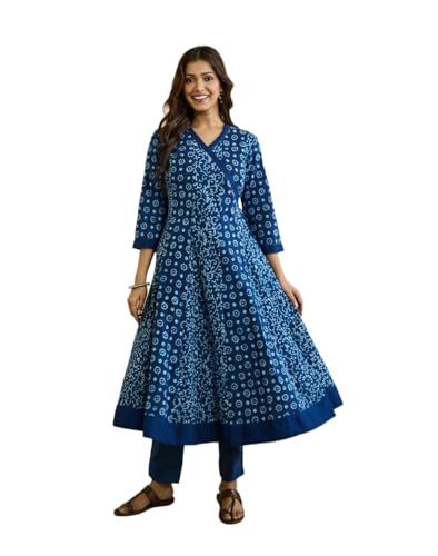 Kurta bleu marine pour femme Fabindia tunique indienne col en V