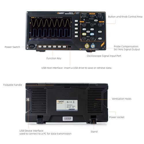 Image of OWON Oscilloscope, 2CH 100MHz Bandwidth Desktop Digital Oscilloscope SDS210