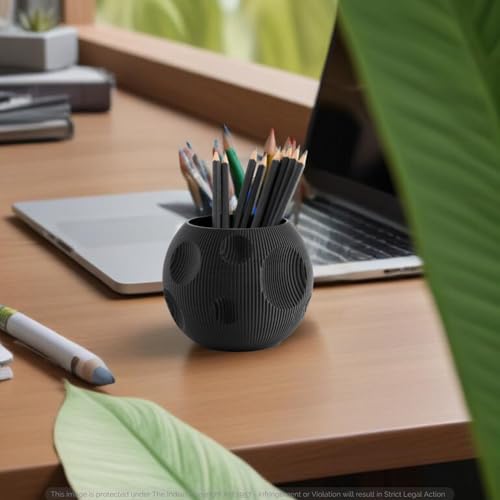 Image of Pen stand for table, aesthetic pen stand for office table stylish, pen holder for desk, pencil holder, office desk organizer, Study accessories penstand for men women kids items (Black, Round)