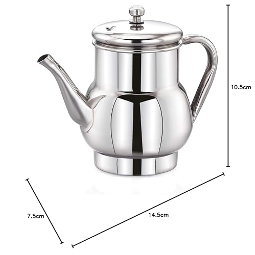 Image of Expresso Stunning Classy Hand-Polished Stainless Steel Tea /Coffee Teapot with Lid, 350 ml