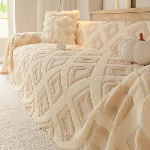 Plaid de canapé en molleton de coton lourd beige de haute qualité