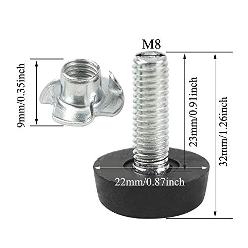 Tovot 4 Pcs M8 22Mm Furniture Leveling Feet Table Feet Screw On Adjustable Furniture Feet Levelers For Chair Cabinet Sofa (Black) #TOP1