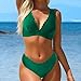 2026 Women High Waisted Seamless Bikini Sets Sexy V Neck Swimsuits Solid Color Bathing Suit Fashion Beach Clothes