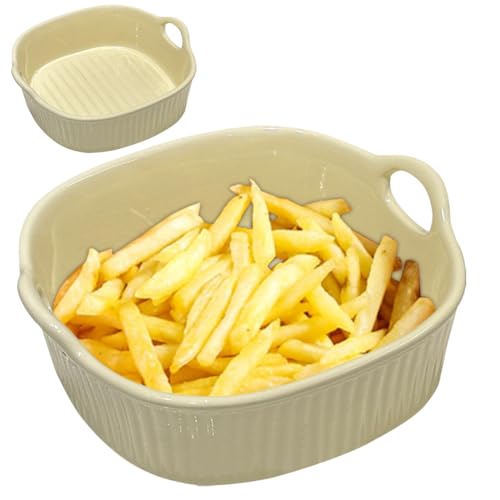 Ruioomeep Auflaufform Keramik, Auflaufformen quadratisch, 18.5 x 17 cm, 650 ml, eckige Ofenformen mit Griff, kratz- und schnittfest, für Lasagne, Tiramisu, Aufläufe, Fritteuse Zubehör, Mikrowellenfest