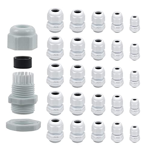 Kabelverschraubung Set 25 Stück - Wasserdichte Kabeldurchführung PG7-16