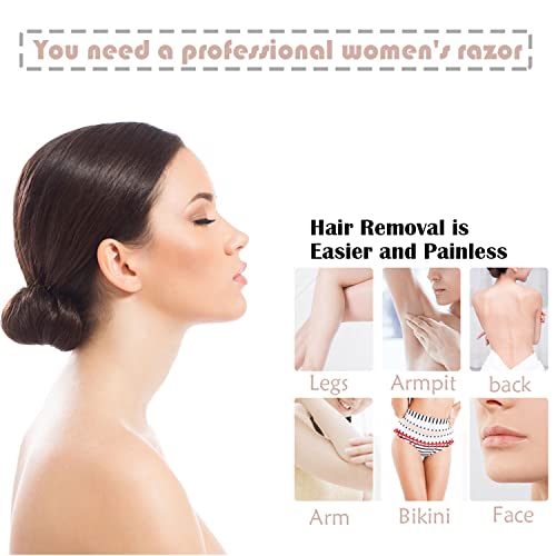 Electric Razors For Women, Painless 2-In-1 Shaver For Women Hair Remover For Face,Bikini Trimmer,Easy To Carry Cordless, Rechargeable Wet And Dry Women Razor，Head Can Be Replaced(Rose Gold) #TOP6