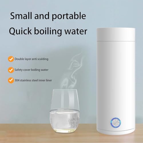 Tetera eléctrica portátil de acero inoxidable 400ml blanca miniatura 2