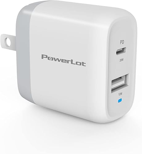 PowerLot PD - Cargador USB C de 20 W para iPhone 12, cargador USB de 12 W para iPad Pro, adaptador de corriente de doble puerto de 32 W, cargador de