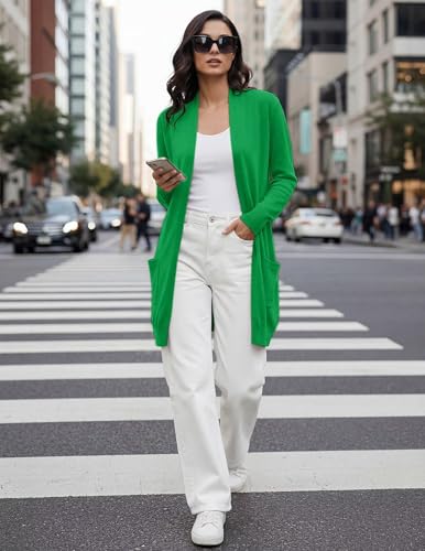 Image of GRACE KARIN Long Cardigan for Women Lightweight Open Front with Pockets | Oversized Cardigan Sweaters for Women, Soft Knit, Casual Fall Clothes, Layering Piece for Fall, Winter & Office Wear