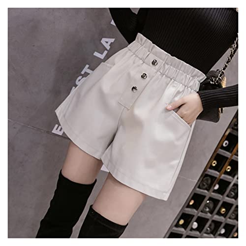 Short simili cuir fluide a jambes larges et taille haute extensible
