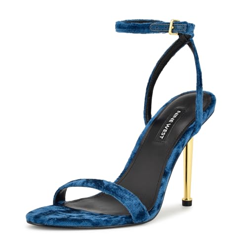 Nine West Women's Reina2 Heeled Sandal, Teal Velvet 422, 5.5