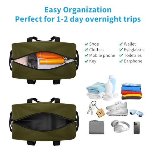 Image of Apenze Small Gym Bag 14 inch lightweight Carry On Mini Duffel Bag for Travel Sport - Olive Green