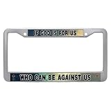 Nuoyizo If God is for Us Who Can Be Against Us License Plate Frame Religious License Plate Cover Chr