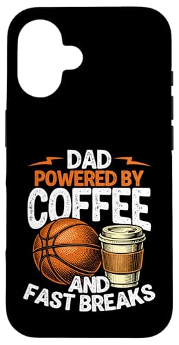 Dad Powered By Coffee And Fast Breaks �o�X�P�b�g�{�[�� �X�}�z�P�[�X iPhone 16 �p