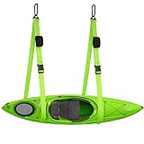 Kayak Storage Straps with Quick-Release Carabiner, Adjustable Hanging Straps for Kayak, Canoe, Paddleboard, SUP, Nylon, Green, 2 Pack