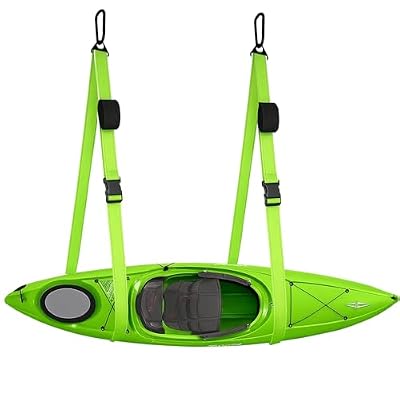Kayak Storage Straps with Quick-Release Carabiner, Adjustable Hanging Straps for Kayak, Canoe, Paddleboard, SUP, Nylon, Green, 2 Pack