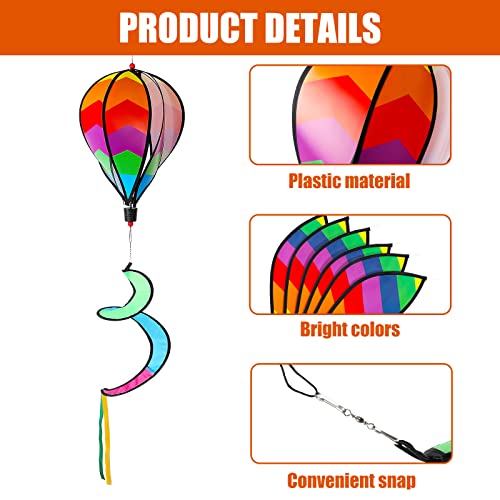 5 Pcs Hot Air Balloon Wind Spinners Rainbow Spinner Wind Chime Garden Windmill Spinner Kinetic Hanging Decor For Lawn Yard (Strip Style) #TOP2