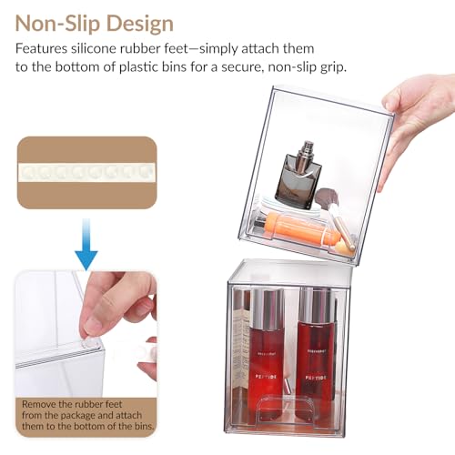 Organizador y almacenamiento de maquillaje apilable, cajones de cosméticos transparentes de acrílico con asas para tocador, debajo de la mesa, armarios de cocina, despensa, organización y - imagen 5