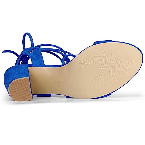 Allegra K Allegra K Women's Lace Up Block High Heels Royal Blue Sandals - 9 m US