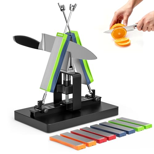 HIUYRFS Affûteur de Couteaux Bidirectionnel Professionnel Set, avec Angle Fixe 15-30°, Aiguiseur de Cuisine pour Couteaux en Acier Inoxydable et céramique de Toutes Tailles
