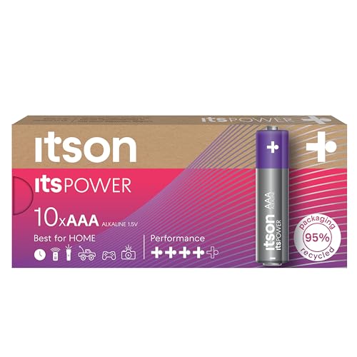 ITSON, AAA Pilas Alcalinas, Paquete de 10, para Relojes, Linternas, Mandos a Distancia, LR03IPO/10CB