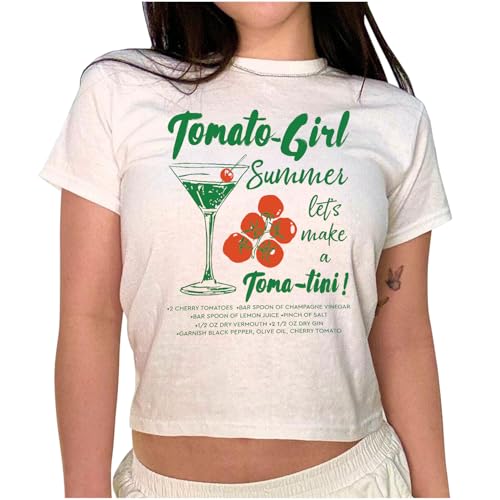 Tomato Girl Summer Graphic Baby Tee, Farmers Market Shirt, Italian 90s Y2K Baby Tee, Vintage Fruit Print Crop Top Multi