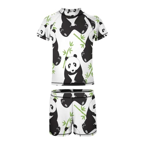 Cute Pandas and BambooChildren's Swimsuits Boys Two Piece Suit8-10Y（130cm）2