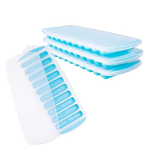 Ice Cube Tray with Lid,Ice Trays,Silicone Ice Cube Tray,Pop Out Ice Cube Tray,Reusable Ice Stick Tray,BPA Free, for Whiskey, Cocktail, Stackable Flexible Ice Molds,Dishwasher Safe (blue , pack of 4)