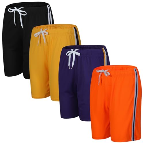 4-Pack Boys/Toddler Athletic Shorts Youth Basketball Shorts Mesh Quick Dry Kids Shorts Moisture Wicking Shorts（2-14Years）