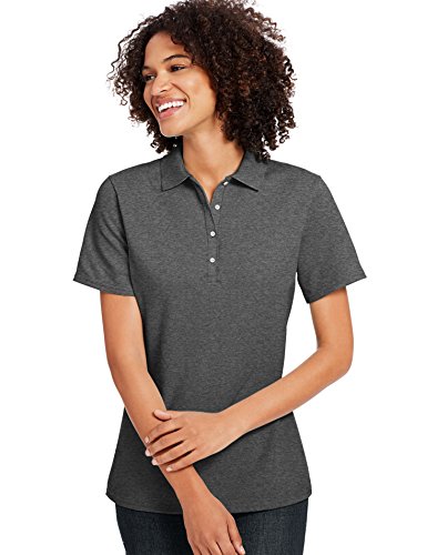 Ladies' 6.5 Oz. X-Temp® Piqué Short-Sleeve Polo With Fresh Iq L Charcoal Heather #TOP7