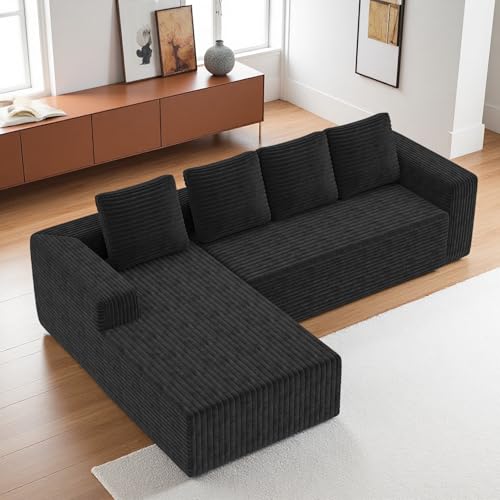 Canapé d’angle modulaire 4 places noir cloud Sapgaks 6S123DF
