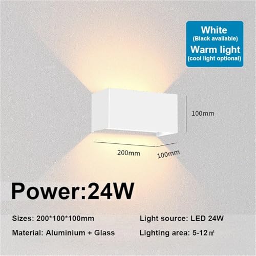 Applique murale LED 24W IP65 luminaire extérieur intérieur blanc