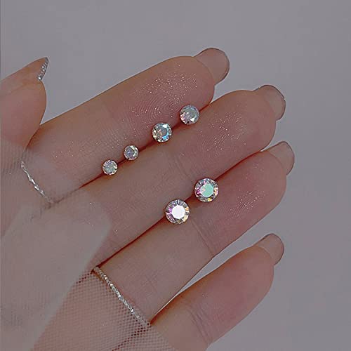 5 Pairs 316L Stainless Steel Screw Flat Back Earrings Cubic Zirconia Stud Earrings Titanium Earrings for Women Men3