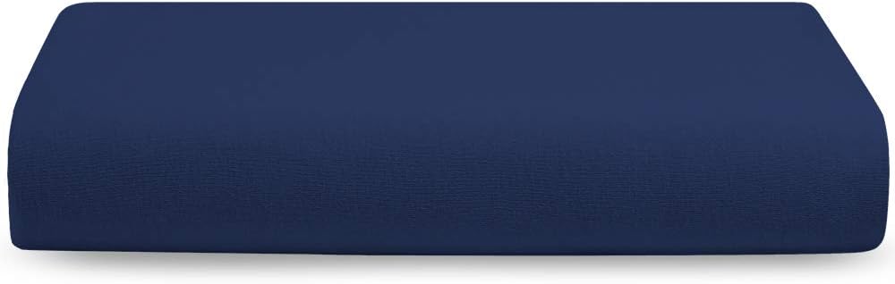Bare Home Fitted 100% Cotton Ultra Soft Jersey Bottom Sheet – Breathable - Deep Pocket (King, Dark Blue)